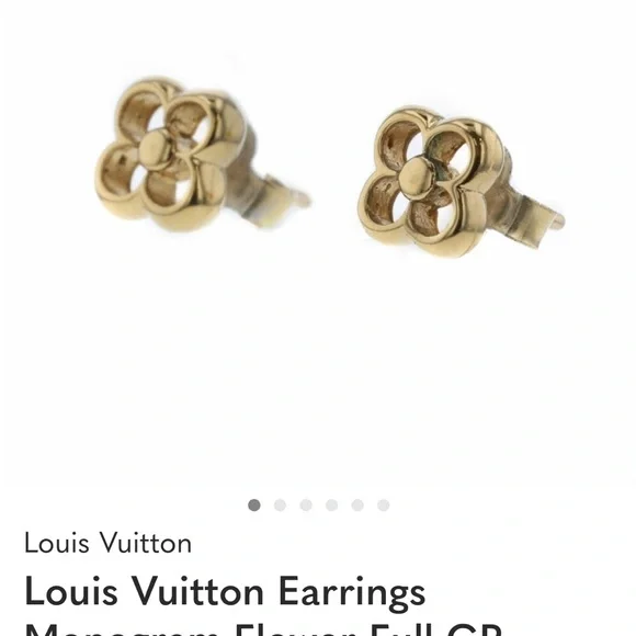 Louis Vuitton earrings Monogram Flower Full GP  Authentic M68131 - Picture 2 of 5